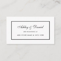 Modern Elegant Wedding Registry Insert Card BW