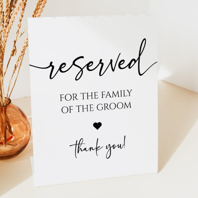 Modern Elegant Wedding Reserved Seating Pedestal Sign (Creator Uploaded)