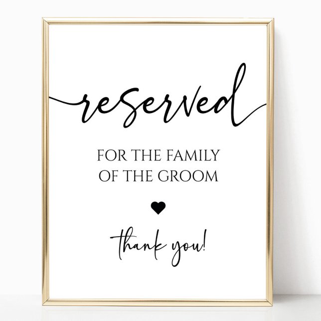 Modern Elegant Wedding Reserved Seating Table Sign (Creator Uploaded)