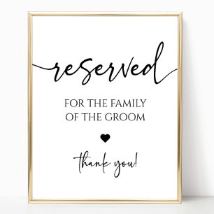 Modern Elegant Wedding Reserved Seating Table Sign