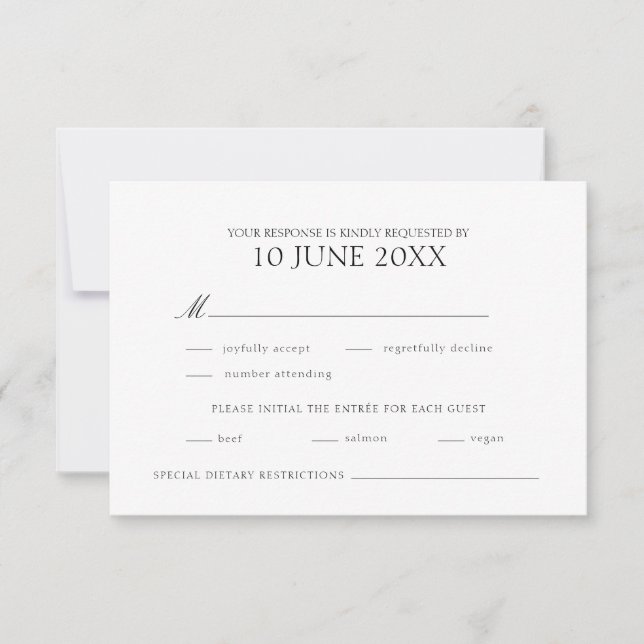 Modern Elegant Wedding RSVP Card (Front)