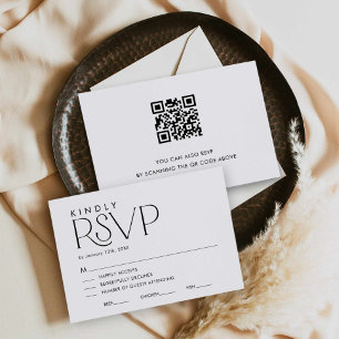 Modern Elegant Wedding RSVP with QR code Card