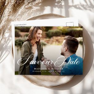 Modern Elegant Wedding Save The Date Postcard