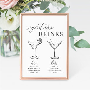 Modern Elegant Wedding Signature Drinks Sign