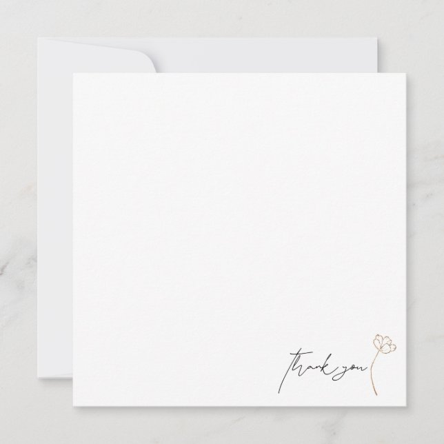 Modern Elegant Wedding Square Blank Thank You Card (Front)