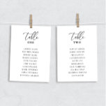 Modern Elegant Wedding Table Seating Chart Cards<br><div class="desc">Modern,  elegant seating chart card by table features a minimalist black and white design. Personalise with your guest's names and table numbers with the easy to edit template featuring an elegant script font and classy serif font.

Check out matching items in the “Modern Elegant” collection.</div>