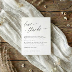 Modern Elegant Wedding Table Thank You Card