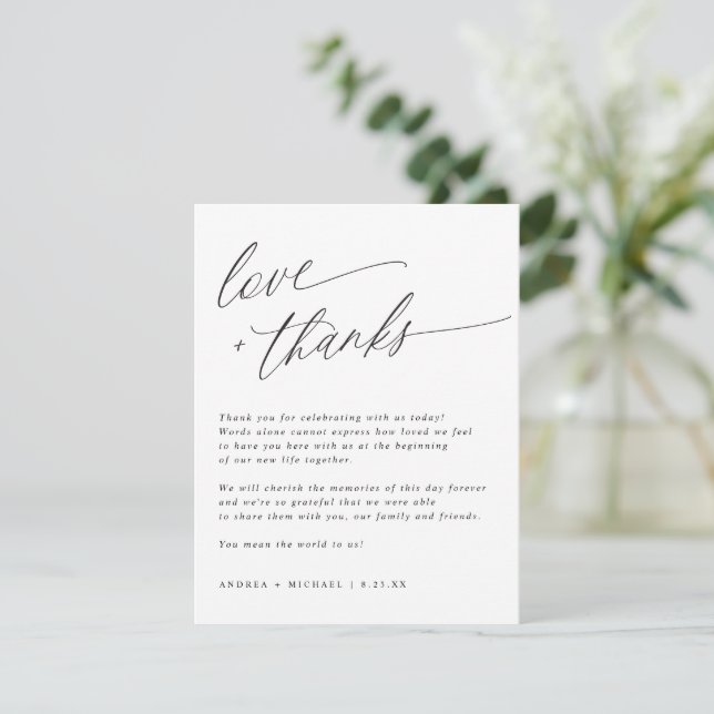 Modern Elegant Wedding Table Thank You Card (Standing Front)