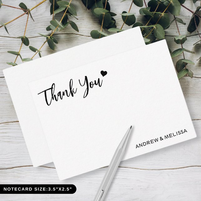 Modern Elegant Wedding Thank You Newlyweds Couple Card (Modern Elegant Wedding Thank You Newlyweds Couple Note Card)