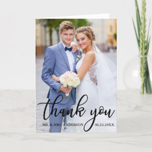 Modern Elegant Wedding Thank You Photo Fold Card