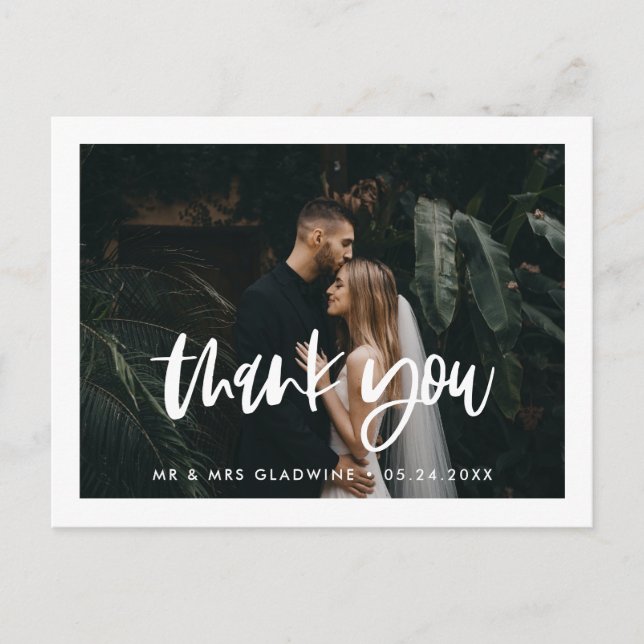 Modern elegant wedding Thank you photo Postcard (Front)