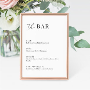 Modern Elegant Wedding The Bar Menu Sign