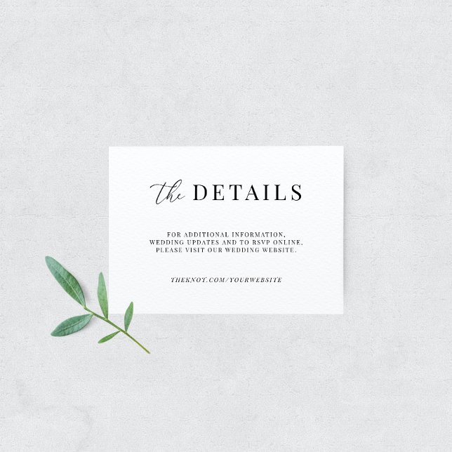 Modern Elegant Wedding The Details Horizontal Enclosure Card (Creator Uploaded)