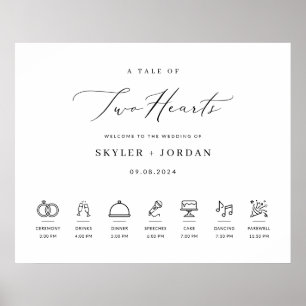 Modern Elegant Wedding Welcome Sign with Timeline