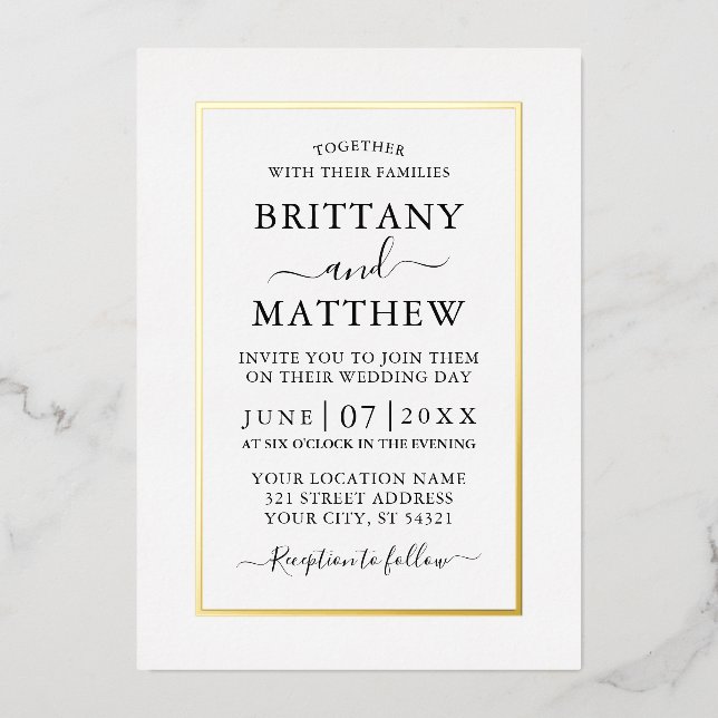 Modern Elegant Wedding White and Gold (Front)
