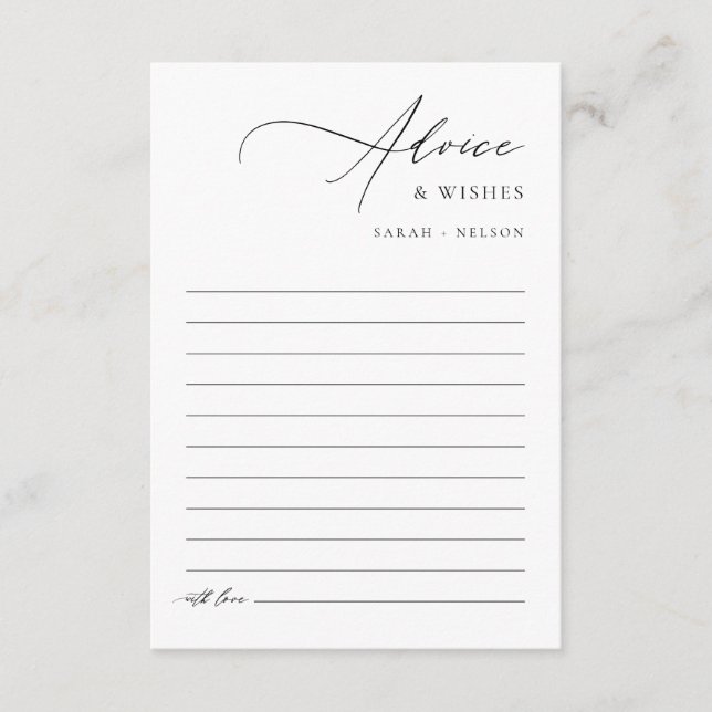 Modern Elegant Wedding Wishes And Advice Card (Front)