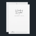 Modern Elegant Wedding Words of Wisdom   Advice Card<br><div class="desc">This modern elegant wedding words of wisdom advice card is perfect for a rustic wedding. The simple and elegant design features classic and fancy script typography in black and white. These cards are perfect for a wedding, bridal shower, baby shower, graduation party & more. Personalise the cards with the names...</div>