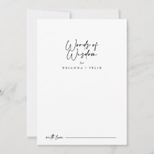 Modern Elegant Wedding Words of Wisdom   Advice Card