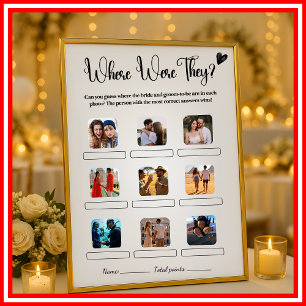 Modern Elegant Where Were They Bridal Shower Game