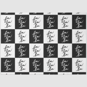 Modern Elegant White and Black Fa La La Christmas Tissue Paper