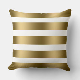 Modern Elegant White And Gold Stripes Cushion
