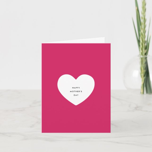 Modern Elegant White and Red Heart Mother's Day Card (Front)