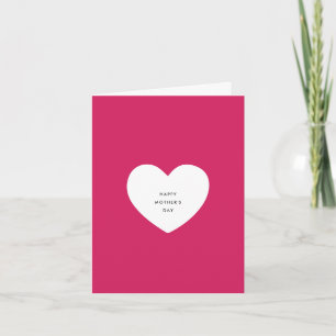 Modern Elegant White and Red Heart Mother's Day Card