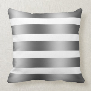 Modern Elegant White And Silver Grey Stripes Cushion