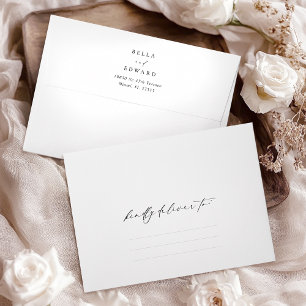 Modern Elegant White Black Calligraphy Wedding Envelope