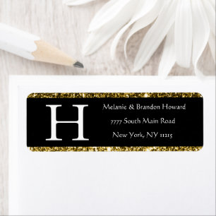 Modern Elegant White Black Gold Monogram Initial