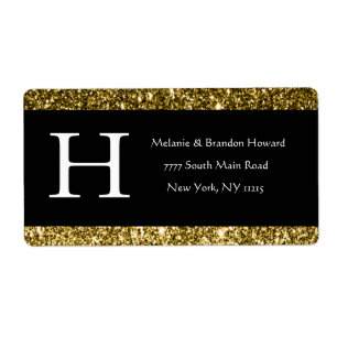 Modern Elegant White Black Gold Monogram Initial