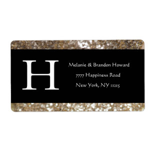 Modern Elegant White Black Gold Monogram Initial