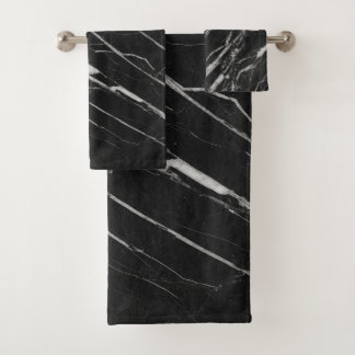 Modern Elegant White & Black Marble Design  Bath Towel Set