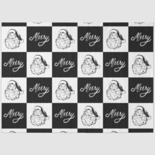 Modern Elegant White Black Santa Merry Christmas Tissue Paper
