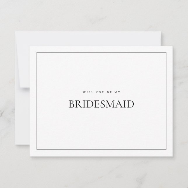 Modern & Elegant White Bridesmaid Proposal Card (Front)
