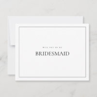 Modern & Elegant White Bridesmaid Proposal Card