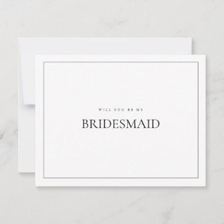 Modern & Elegant White Bridesmaid Proposal Card