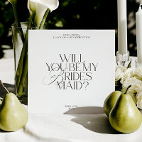 Modern Elegant White Bridesmaid Proposal Card