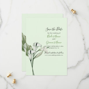 Modern Elegant White Calla Lilies Wedding Save The Date