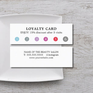 Modern Elegant White Colourful Punch Beauty Salon Loyalty Card