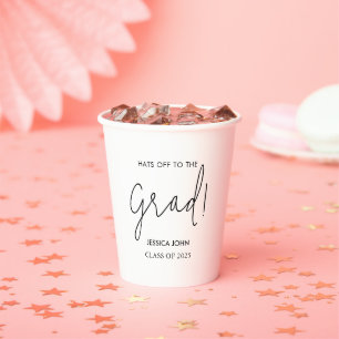 Modern Elegant White Congratulations Graduation Paper Cups