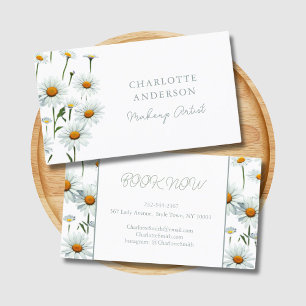 Modern Elegant White Daisy Floral Trendy Business Card