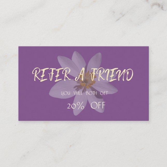 Modern Elegant White Daisy  Referral Card (Front)