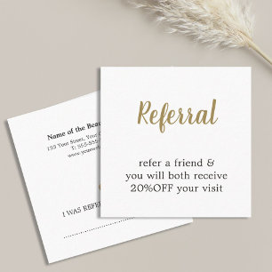 Modern Elegant White Faux Gold Beauty Referral