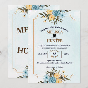 Modern Elegant White Floral Watercolor Wedding Invitation