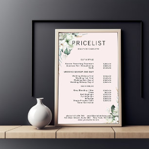 Modern Elegant White Flowers Pink Poster