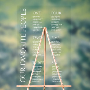Modern Elegant White Font Wedding Seating Chart
