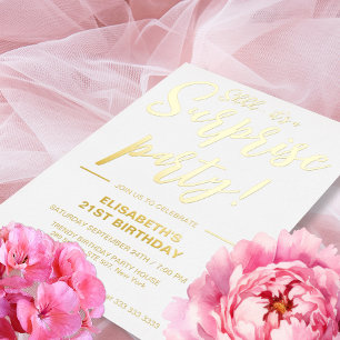 Modern Elegant White&Gold 21st Surprise Birthday