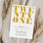 Modern Elegant White Gold Bold Typography Invitation<br><div class="desc">Modern 21st birthday invitation featuring elegant bold typography and minimalist design.</div>