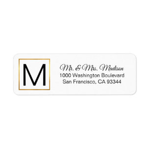 Modern Elegant White Gold Frame Monogram Initials